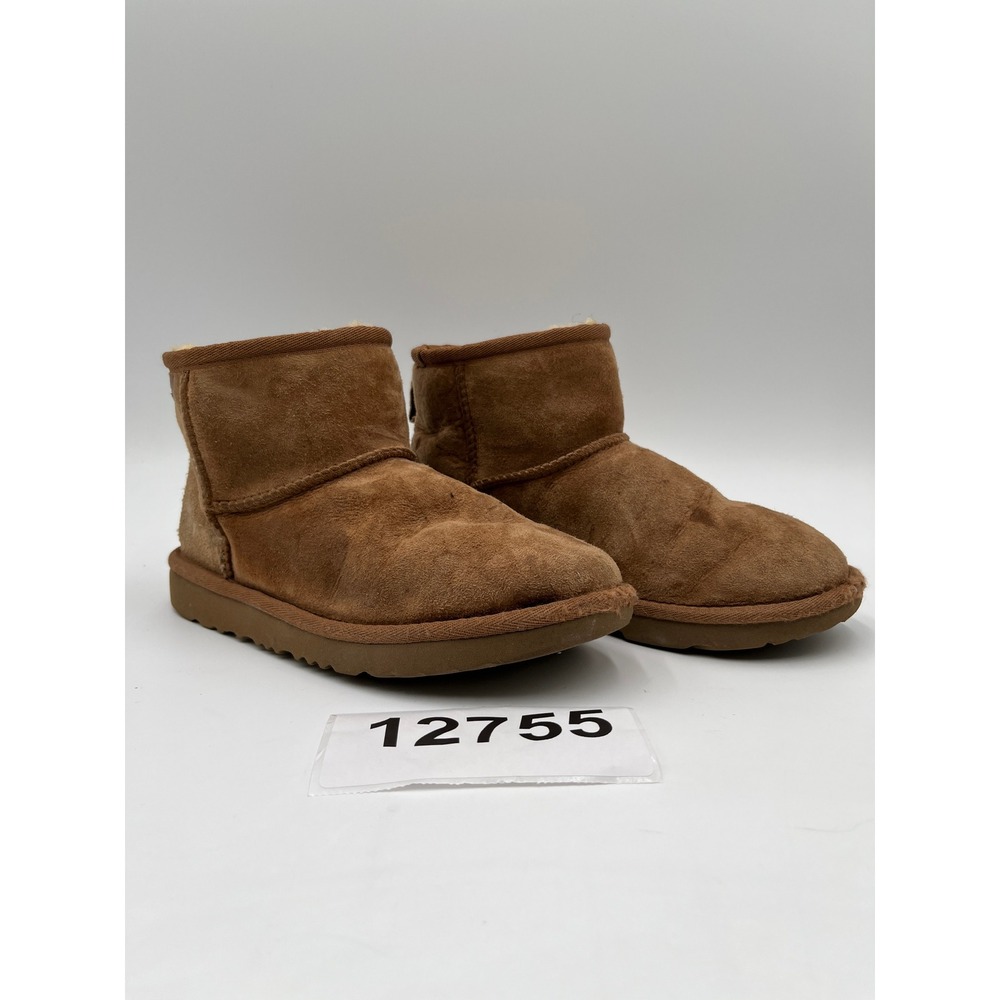 UGG Classic Mini II 1017715K Snow Boots Kids US 3 Brown Suede Faux Fur Lined